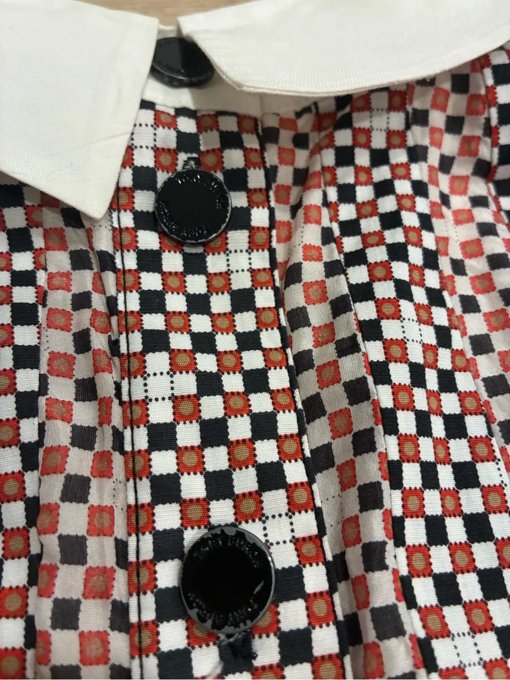 Tory Burch Women’s Cotton Silk Back Button Printed Collared Top Size 0